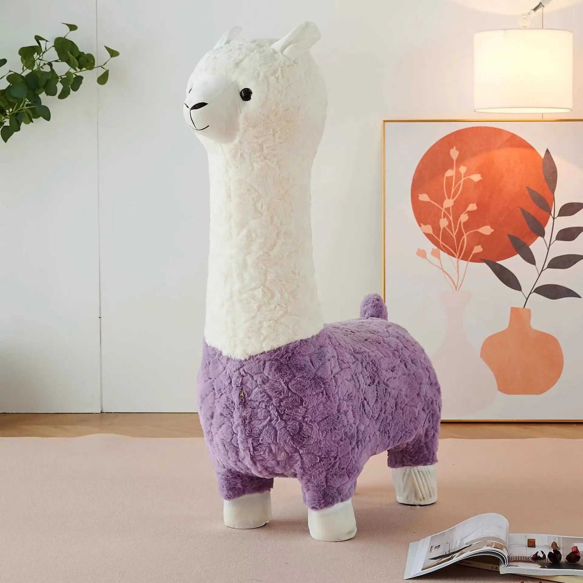 Pouf en peluche d'alpaga confortable, huit couleurs