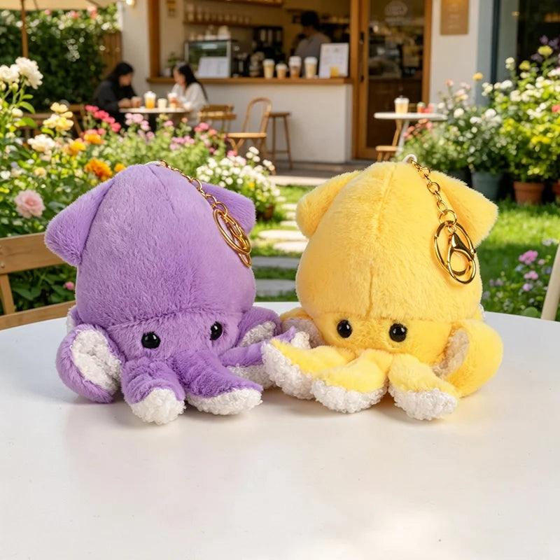 Mini Squid Plush Keychain | Kawaii Aquatic Bag Charm