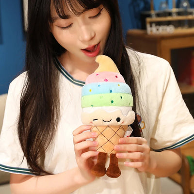 Ice Cream Cone Plush Toy – Kawaii Stuffed Sweet Dessert Doll