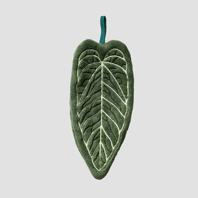 Plant-Themed Coral Fleece Hanging Hand Towel – Thickened