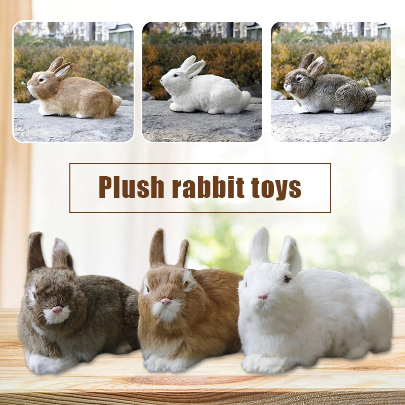Lifelike Faux Fur Rabbit Toy – Realistic Stuffed Rabbit Figurine