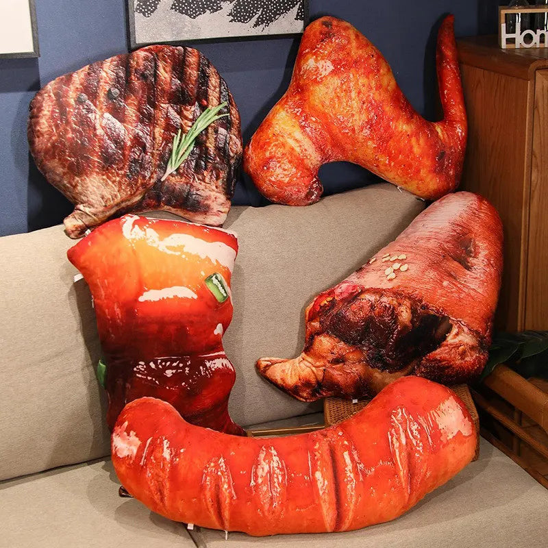 Plüschige realistische gegrillte Fleisch-Wurfkissen, neun Stile, 8-24" | 20-60 cm
