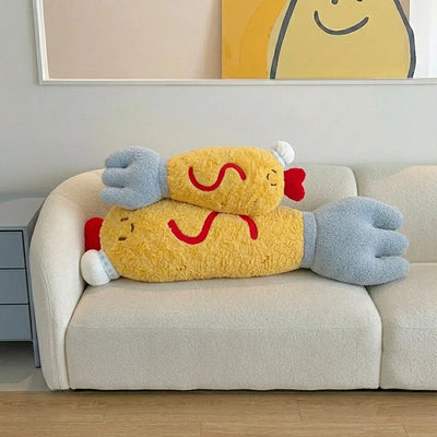 Simulation Cartoon Fork Plush Toys Creative Stuffed Soft Fried Shrimp Pillow Children Comfort Doll Home Decor for Kids Gifts