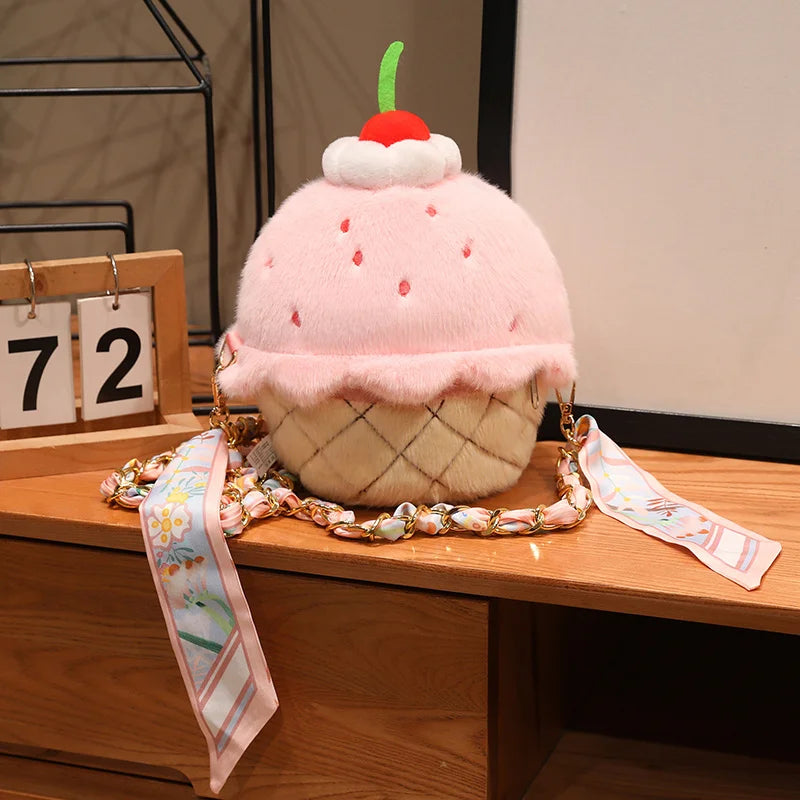 Strawberry Plush Dessert Bag – Kawaii Mini Crossbody, 9" | 23 cm