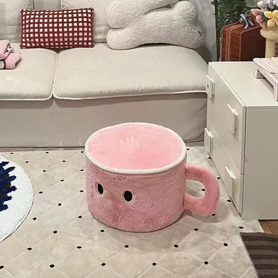 Pouf Douillet en Peluche – Confort Mignon Inspiré du Café