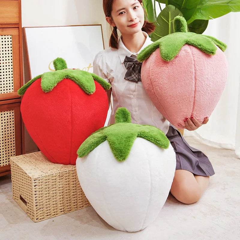 Cartoon Strawberry Plush Pillow, 9-18" | 23-45 cm