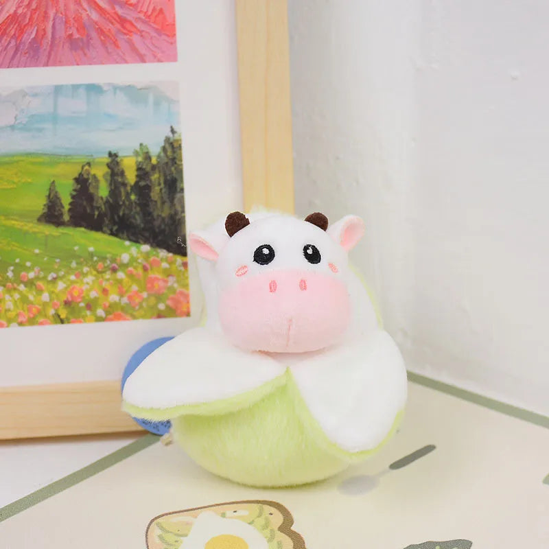 Banana Duck & Mango Cow Plush Keychain Pendant