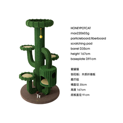 Árbol para gatos de lujo en forma de cactus - Apto para múltiples gatos