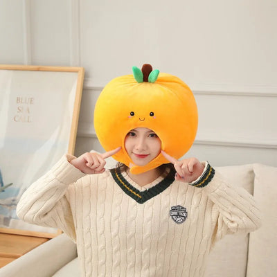 Plush Orange Novelty Hat, 14" | 35 cm