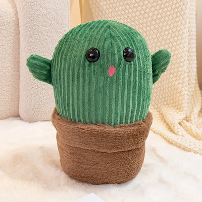 Kawaii Smiling Cactus Plush Potted Plant, 14-16" | 35-40 cm