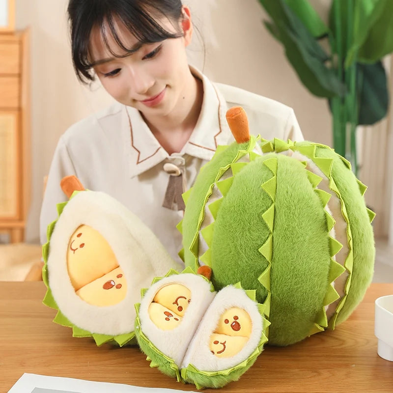 Tearable Durian Plushie | Detachable Stress-Relief Stuffed Fruit Toy