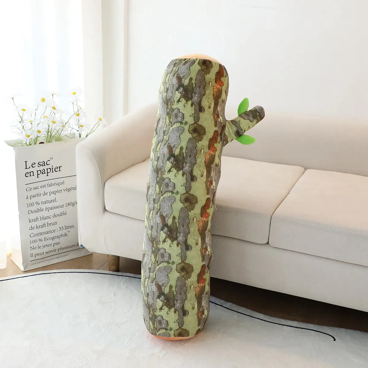 Plushie Realistico Ceppo d'Albero Plushie, Due Colori, 18-33" | 45-85 centimetri