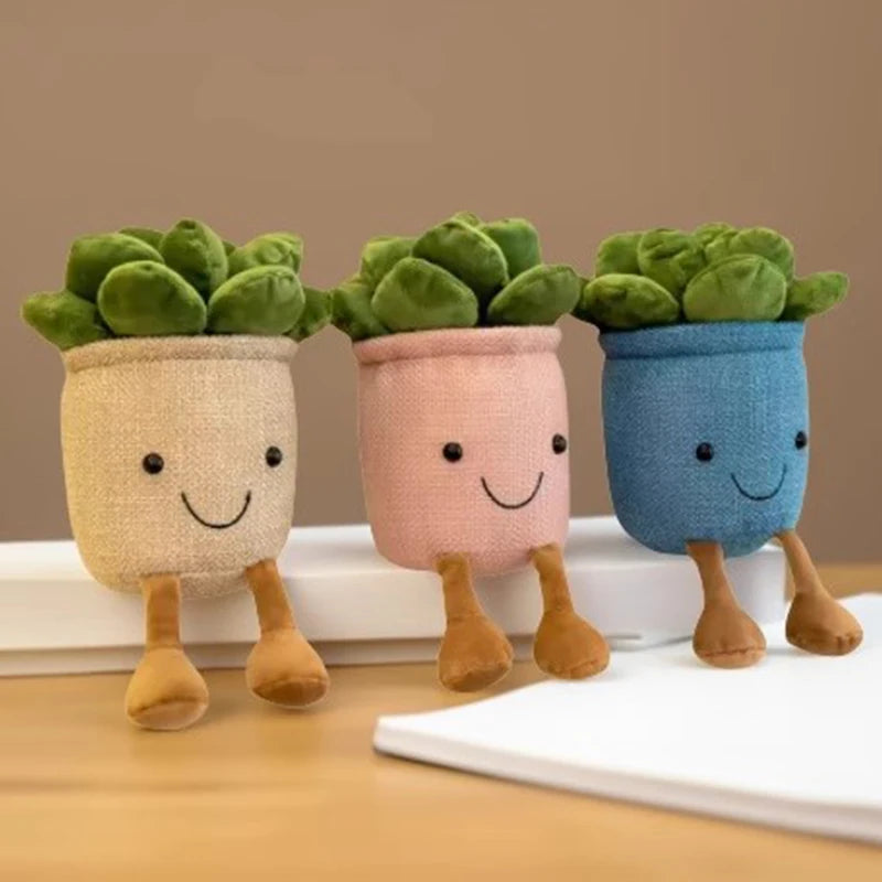 Plantas suculentas de peluche en maceta, 3 colores, 10" | 25 centímetros