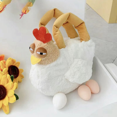 Chicken-Shaped Plush Crossbody Bag – Cute Cartoon Shoulder Bag