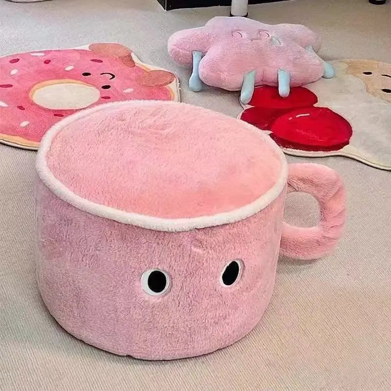 Big Eyes Water Cup Plush Cushion – Cartoon Floor Seating Block