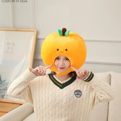 Plush Orange Novelty Hat, 14" | 35 cm