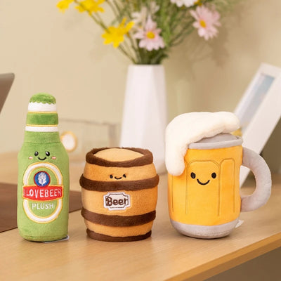 Kawaii Humanoid Drink Plush Toys | Beer Bottle, Can, Barrel & Glass Stuffed Set