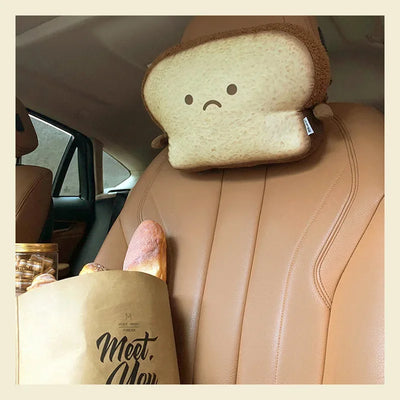 Toast-Shaped Car Headrest & Neck Pillow – Kawaii Car Seat Accessory