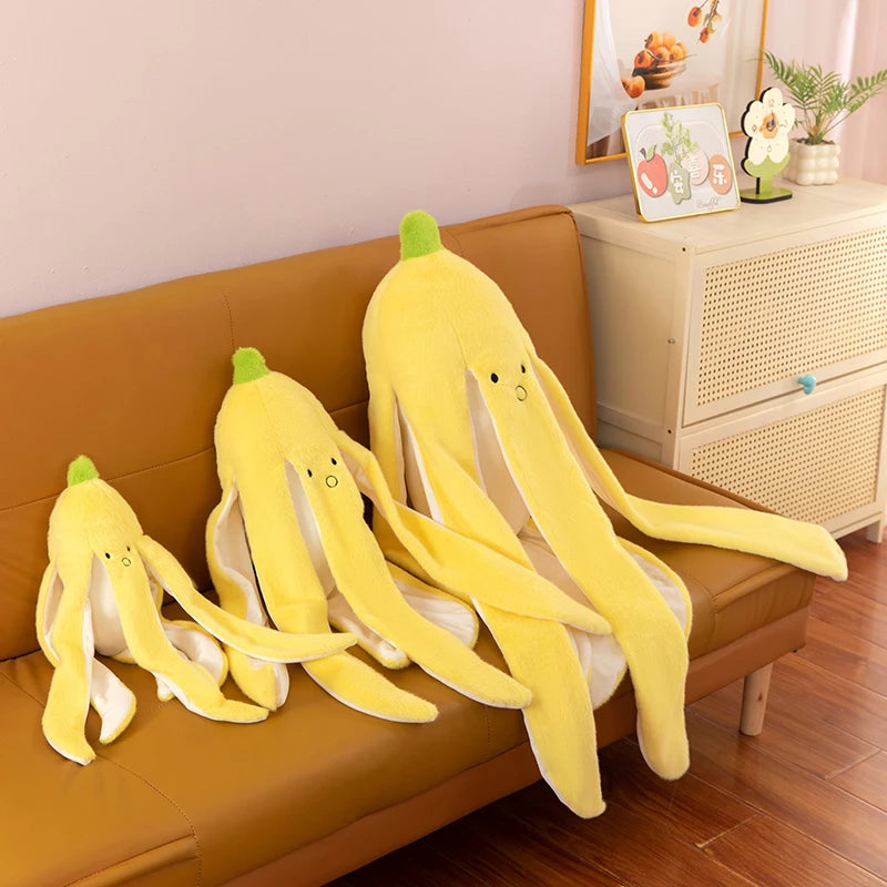 Banana Peel Plush Doll Pillow – Squishy Cute Fruit Stuffed Toy
