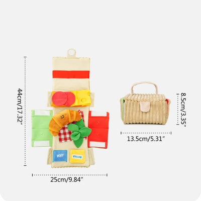 Juguete de olfateo para perros en forma de cesta de picnic de peluche, 7" | 17 centímetros
