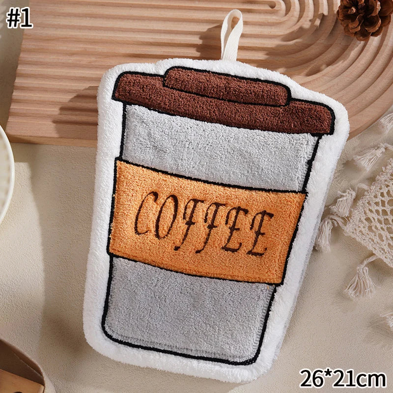 Kawaii Food Hand Towel – Soft Absorbent Kitchen Hanging Cloth