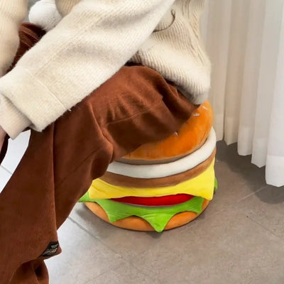 Hamburger Plush Storage Ottoman – Sit & Store, ~11" | 27 cm