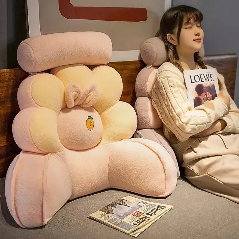 Floral Backrest Lumbar Pillow – Plush Knit Reading Support