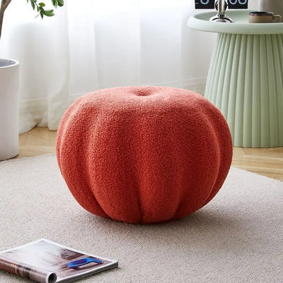 Pumpkin-Shaped Low Stool – INS Style Velvet Sofa Stool