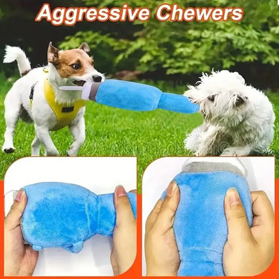 Giocattolo in peluche squeezy a forma di bottiglia d'acqua per cani – Due colori - 11" | 27 centimetri