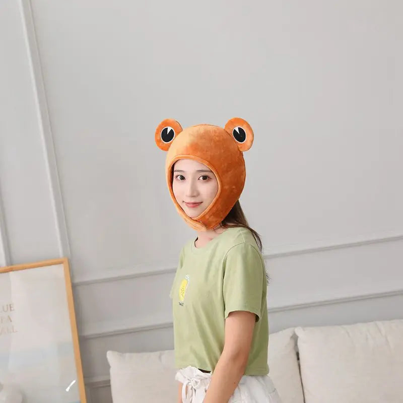 Frog Plush Headgear Hat | Novelty Stuffed Costume Cap