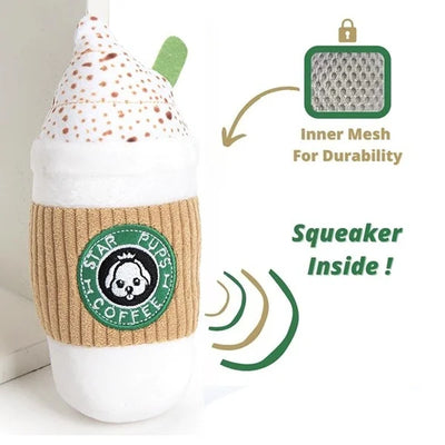 Jouet à mâcher en peluche Cappuccino qui couine, 6,5" | 17 cm