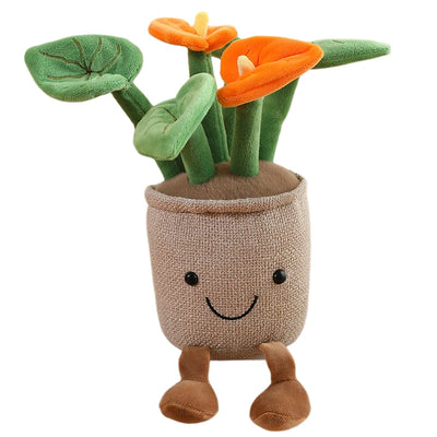 Smiling Anthurium Plush | Potted Flower Doll & Keychain Pendant
