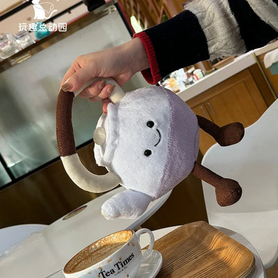 Kawaii Taro Tea & Cake Plush Set | Stuffed Teapot, Cup & Cake Toys, 8\" | 20 cm