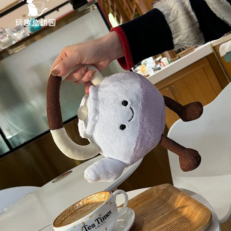 Kawaii Taro Tea & Cake Plush Set | Stuffed Teapot, Cup & Cake Toys, 8\" | 20 cm