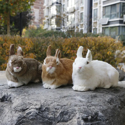 Lifelike Faux Fur Rabbit Toy – Realistic Stuffed Rabbit Figurine