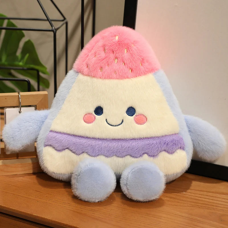 Kawaii Fruit Cake Plush Pillow – Strawberry, Blueberry & Grape Dessert Doll