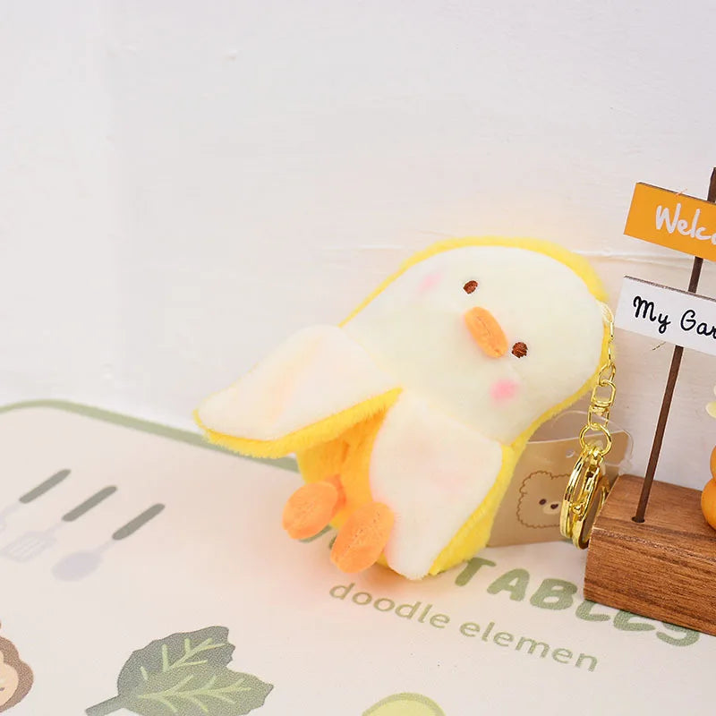Banana Duck & Mango Cow Plush Keychain Pendant