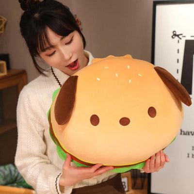 Capybara Hamburger Plush Pillow – Cute Food Stuffed Round Cushion