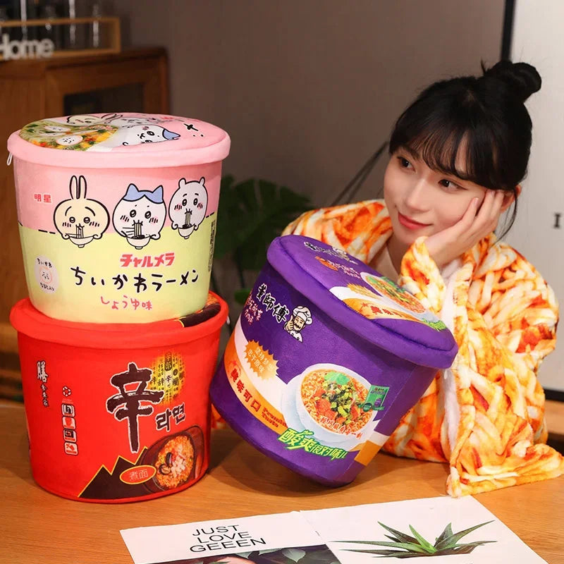 Plushie Instant Noodle Cup with Blanket – Ramen Bowl Pillow Gift