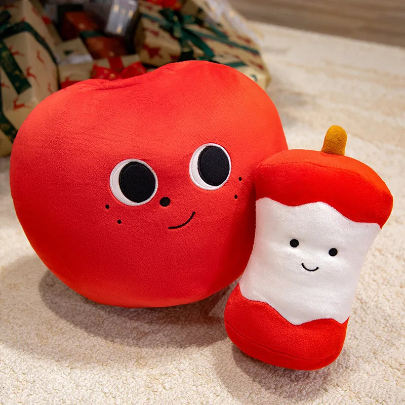 Kawaii Apple Plushie – Red, Yellow & Green, 12-16" | 30-40 cm