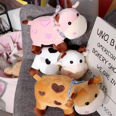 Vache laitière en peluche au chocolat, à la fraise ou au lait, 10-14" | 25-35 cm