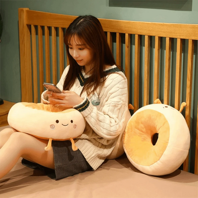 Cojín de Bagel Kawaii, 15" | 38 centímetros