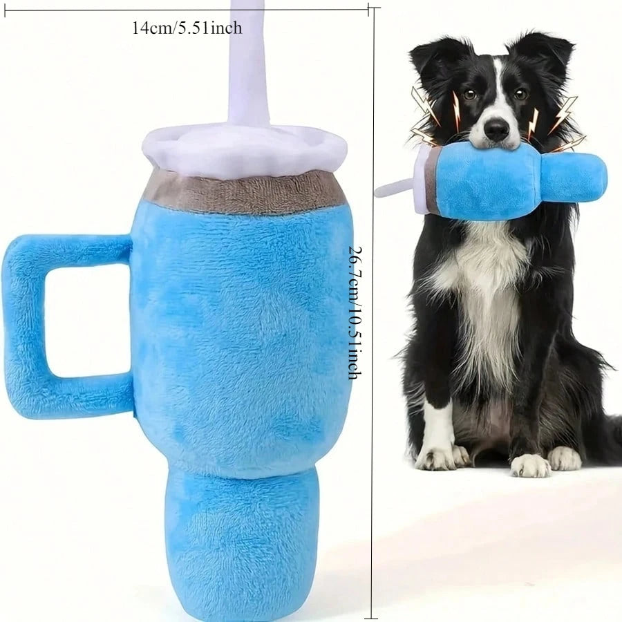 Giocattolo in peluche squeezy a forma di bottiglia d'acqua per cani – Due colori - 11" | 27 centimetri