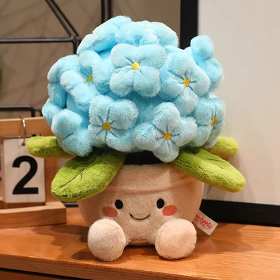 Smiling Hydrangea Potted Plush | Fluffy Flower Decor Toy, 28cm
