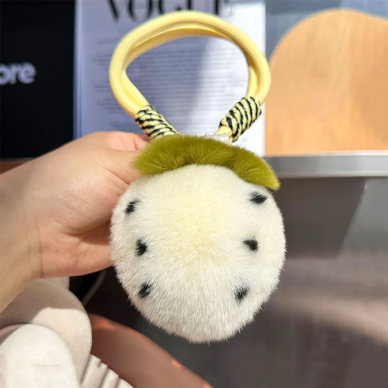 Kawaii Strawberry Plush Fur Keychain – 5 Colors, 3.5" | 9 cm