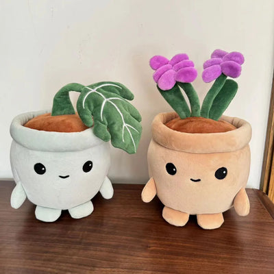 Monstera Leaf Potted Plush | Kawaii Swiss Cheese Plant Desk Toy