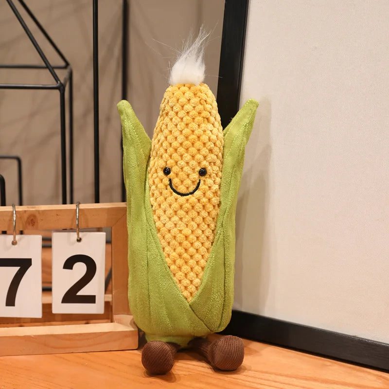 Smiling Vegetable Plush Dolls with Legs | Corn, Asparagus & Carrot Stuffed Toys
