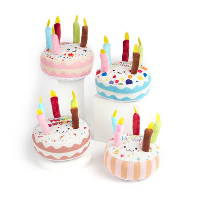 Birthday Cake Dog Squeaky Toy – Plush Molar Chew Toy for Pets