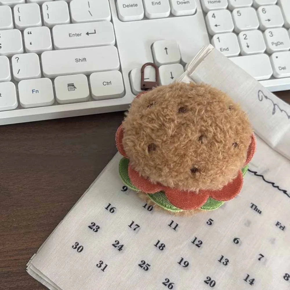 Korean-Style Food Plush Keychain Set | Hamburger, Sandwich & Snack Pendants