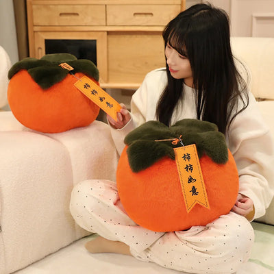 Fluffy Persimmon Plush Pillow – Long Back Support Cushion, 8" | 20 cm
